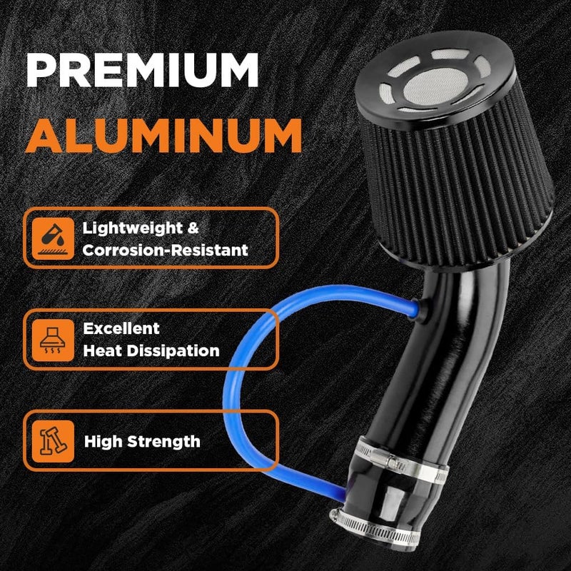 BARTOO 3 Inch Cold Air Intake Filter Pipe Curve Pipe, Aluminum Air Intake Elbow for Car Truck Turbo Piping, Black - Image 5